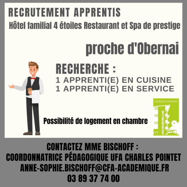 Recrutement apprentis Service et Cuisine (juin 2023)
